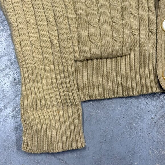 Vintage 1970s Sears Cable Knit Cardigan Sweater Yellow Medium - Picture 4 of 7